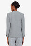 Max Mara Grey/White Linen Wool Herringbone Single Breasted Blazer Size 4