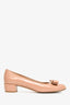 Salvatore Ferragamo Nude Patent Leather Vara Bow Detail Heel Size 37.5