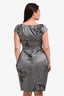 Christian Dior John Galliano Black/White Silk Cotton Houndstooth Monogram Midi Dress Size 10