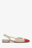 Pre-loved Chanel™ Pink Leather Cap Toe Slingback Sandals Size 36.5