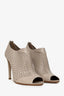 Prada Beige Leather Perforated Peep Toe Bootie Size 41