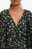 Sandro Black/Multicolour Satin Floral Ruched Long Sleeve Midi Dress Size 40