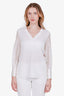 Brunello Cucinelli White Silk Feathered Blouse Size XS