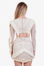 PatBO Beige Mesh Cut-out Fringe Mini Dress Size 4