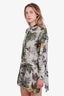Christian Dior Green Printed Cotton Long Sleeve Mini Dress Size 4