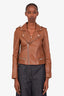 Maje Brown Biker Cropped Jacket Size 38