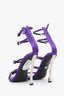 Versace Purple Satin Buckle-Strap Pointed Open Toe Heels Size 39.5