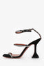 Amina Muaddi Black Suede 'Gilda 95' Embellished Ankle Strap Heels Size 37
