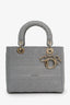 Christian Dior 2020 Grey Cannage Embroidered Canvas Small Lady D-Lite with Strap