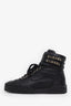 Pre-loved Chanel™ Black Leather CC Logo Ankle Strap High Top Sneakers Size 35.5