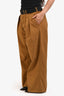 Plan C Brown Cotton Belted Wide-Leg Trousers Size 46