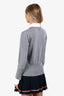 Thom Browne Grey/White Wool Cotton Polo Cardigan Size 40