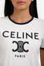 Celine White/Navy Cotton Triomphe Logo T-Shirt Size S