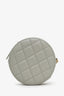 Pre-loved Chanel™ 2021 Grey Quilted Leather Pearl Crush Round Clutch Bag