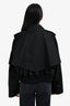 Sacai Black Cropped Bomber Layered Trench Jacket Size 4