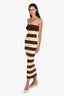 Posse Brown/Cream Striped Strapless Midi Dress Size XS