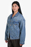 Miu Miu 2023 Denim Embroidered Logo Blouson Jacket Size 38