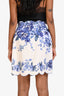 Zimmermann White/Blue Linen Scalloped Belted Skirt Size 2