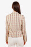 Etro Nude Striped Embroidered Cotton Blazer Size 44
