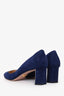Prada Blue Suede Mirrored Round Toe Heels Size 39
