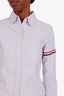 Thom Browne Blue/White Striped Stripe Detailed Button Up Shirt Size 36