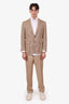Ralph Lauren Purple Label Beige Linen Herringbone Two-Piece Suit Size 38/32 Mens