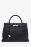 Hermès 2005 Black Fjord Leather Retourne Kelly 35 with Strap