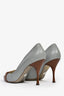 Dolce & Gabbana Light Blue/Brown Leather Buckle Detail Pointed Toe Heel Size 39