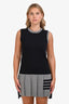 Thom Browne Navy/Grey Knit Sleeveless Midi Dress Size 42