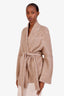Brunello Cucinelli Grey/Brown Mohair Wool Belted Cardigan Size M