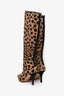 Manolo Blahnik Brown/Black Pony Hair Kitten Heel Knee High Boots Size 36.5