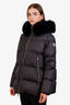 Moncler Black Laichefur Down Parka Jacket with Removable Fur Hood Size 5