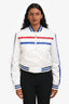 Celine White/Red/Blue Padded Nylon Cropped Bomber Jacket Size 40
