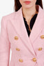 Balmain Pink Wool Double Breasted Blazer Size 34