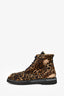 Golden Goose Leopard Print Ponyhair Distressed Combat Boots Size 40