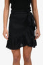 Isabel Marant Étoile Black Linen Mini Ruffle Wrap Skirt Size 38