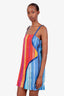 Moschino Cheap & Chic Blue/Orange Text Print Mini Dress Size 10