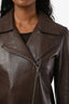 Lafayette 148 Brown Lambskin Leather Moto Jacket Size S