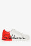Dolce & Gabbana White/Red Leather Sneakers Size 7.5 Men's