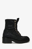 Pre-Loved Chanel™ 2022 Black Glitter Accents CC Logo Combat Boots Size 38