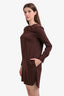 Brunello Cucinelli Brown Silk Long Sleeve Tunic Dress Size Small