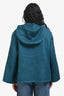 Hermès Blue Cashmere Patterned Zip-Up Hooded Jacket Size 34