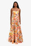 Yvon White/Orange Floral Sleeveless Gown Size XS