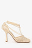 Bottega Veneta Cream Leather Mesh Heels Size 35