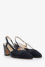 Pre-loved Chanel™ Black Leather Cap Toe CC Slingback Pumps Size 36