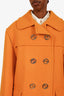 Gucci Orange Quilted Lined Double Breasted GG Button Peacoat Estimated Size L