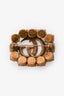 Gucci Aged Gold Tone Metal Crystal Embellished GG Brooch