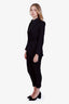 Saint Laurent Black Single Breasted Satin Trim Blazer and Pants Suit Size 34