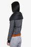 Moncler Grey Fleece Black Down Neckline 'Maglia' Cardigan Size XS