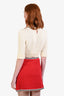 Pre-loved Chanel™ 2001 Cream Ribbed Knit Cropped Crewneck Sweater Size 34
